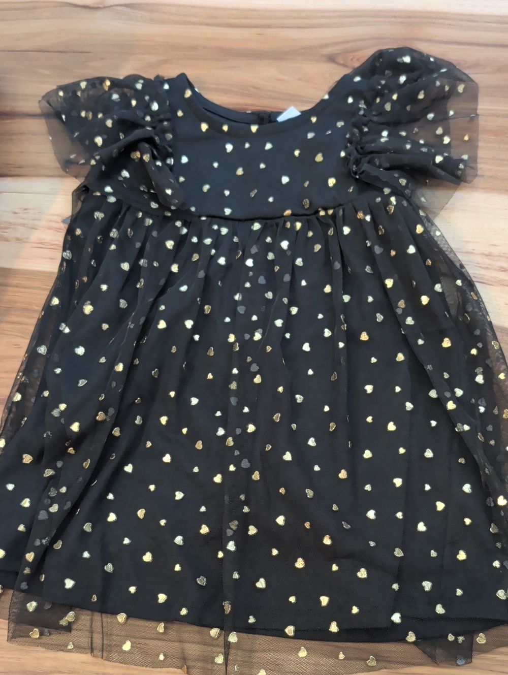 Old Navy Black Dress with Gold Heart Print